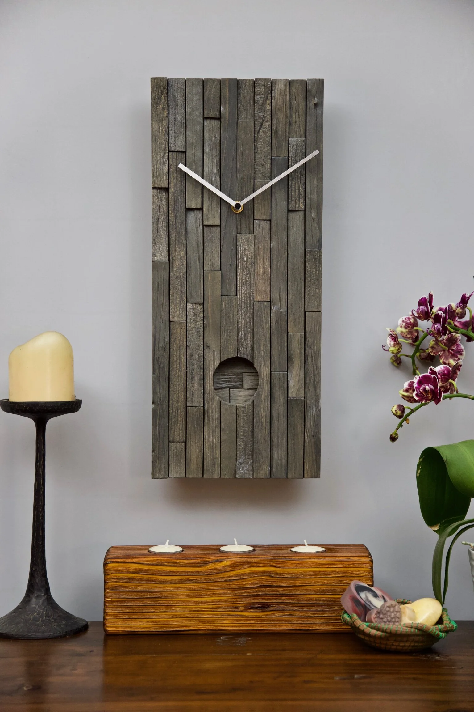 Split Wood Pendulum Clock Art - Marty 0001 — Korzen Designs